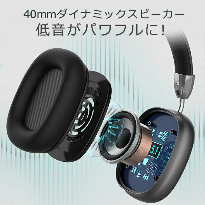 【送料無料】 ワイヤレスヘッドフォン ヘッドホン 折りたたみ式 マイク付き bluetooth 5.1 両耳 有線 無線 スマホ通話 大容量バッテリー 充電式 高音質 調整可能 軽量 通気性 快適 おしゃれ コンパクト 音楽 学習 携帯 収納 旅行 大人 レディース 雑貨 かわいい プレゼント