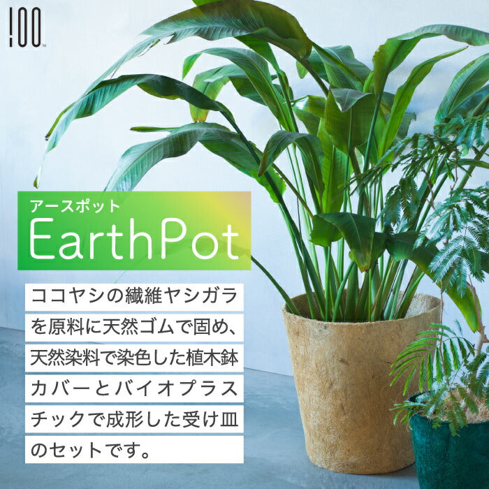 プランター おしゃれ アースポット M 2個セット プランターカバー 植木鉢カバー 鉢皿 鉢植え 観葉植物 園芸 ココヤシ ヤシガラ 受け皿付 6号 7号 8号 リビング オフィス 玄関 ガーデニング 室内 ガーデン 雑貨 インテリア かわいい エコ 新生活 プレゼント