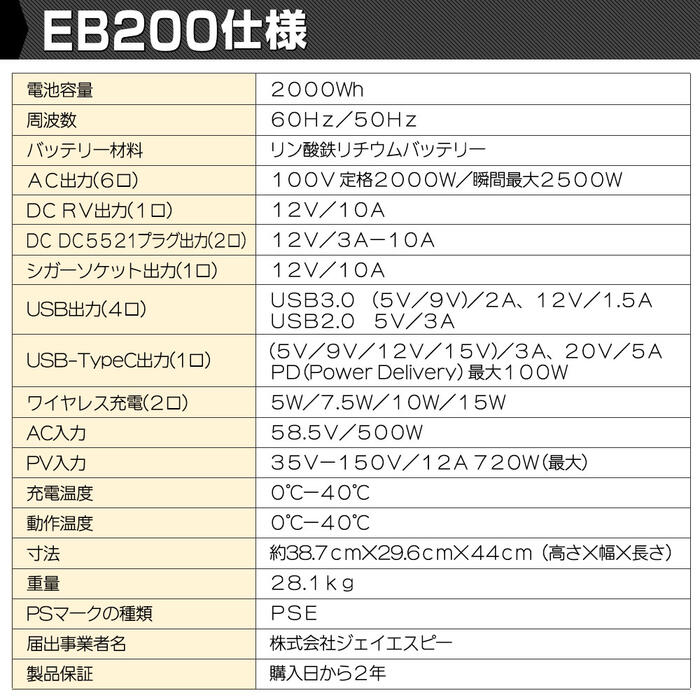 HANT ポータブル電源 2000W EB200 超大容量2000Wh/625000mAh バッテリー 蓄電池 軽量 充電 非常用電源 炊飯器 スマホ充電 電気毛布 扇風機 掃除機 ヒーター 震災対策 防災 避難所 停電 車中泊 家庭 アウトドア キャンプ 野外イベント ピクニック レジャー