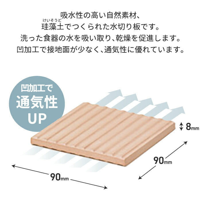 コースター 珪藻土 soil ソイル ドライングボード 2枚入り 日本製 水切りマット ボード 角型 吸水 調湿 吸湿 速乾 乾燥 時短 水滴 グラス タンブラー マグカップ コンパクト プレート 天然素材 オフィス キッチン雑貨 おしゃれ シンプル かわいい デザイン プレゼント ギフ