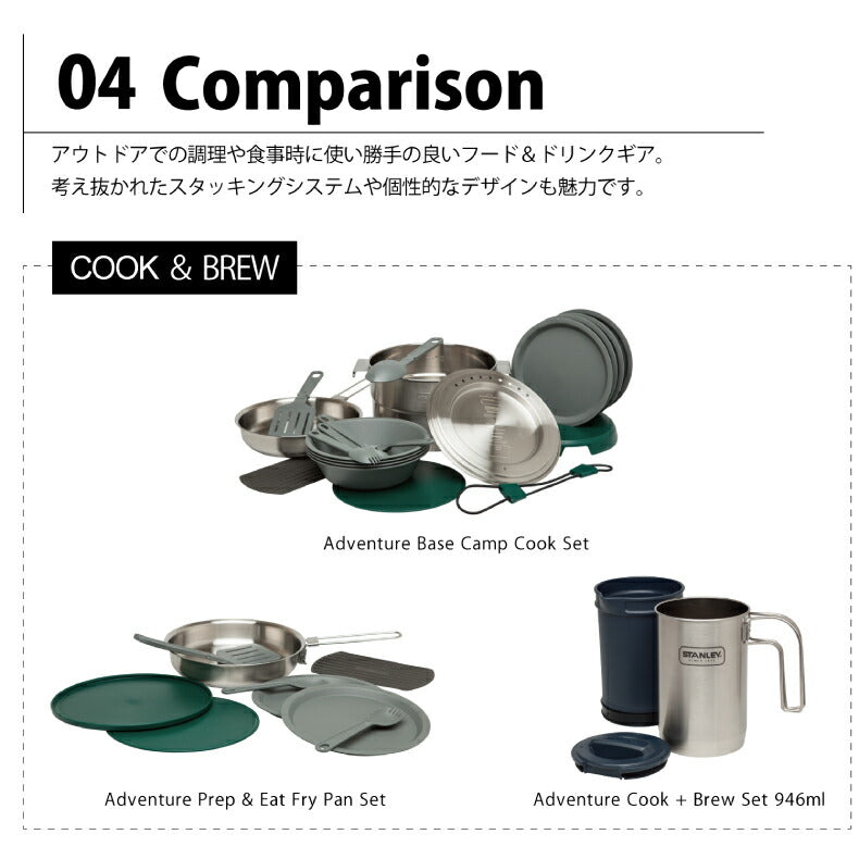 STANLEY スタンレー ベースキャンプクックセット まな板 おたま フライパン ステンレス 3.5L鍋 ボール スプーン 皿 料理 クッカー 食器セット 料理セット 鍋セット 調理 クッカーセット バーべキュー用品 BBQ 北欧 おしゃれ アウトドア キャンプ ギフト