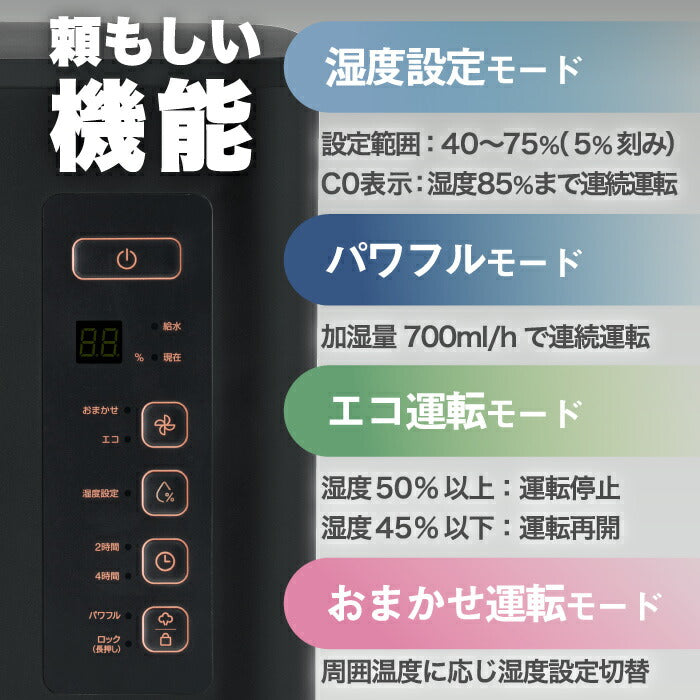 加湿器 スチーム式加湿器 コアミスト 4.5L 大容量 マイコン 多機能 大型 スチーム 加熱式 乾燥対策 コンパクト 湿度調節 オフタイマー ウイルス対策 加熱除菌 静音 うるおい お手入れ簡単 エコ 寝室 家電 オフィス 最大19畳対応 おすすめ おしゃれ 新生活