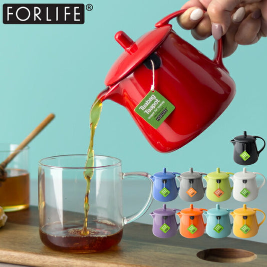 ティーポット 北欧 FOR LIFE お茶ポット 354ml カラフル ティーバッグ 茶器 急須 陶器 小型 ポット 食洗機対応 電子レンジOK 食器 緑茶 紅茶 コーヒー お茶 ハーブティー 鉛フリー コンパクト アンティーク 便利 おうち おしゃれ かわいい 結婚祝い プレゼント ギフト 新生活